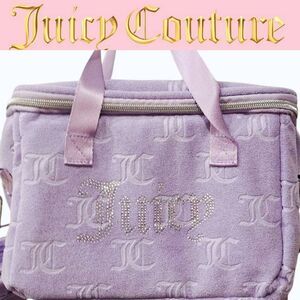 Juicy Couture Rhinestone JC Logo Embossed Velour Insulated Lunch Tote B…